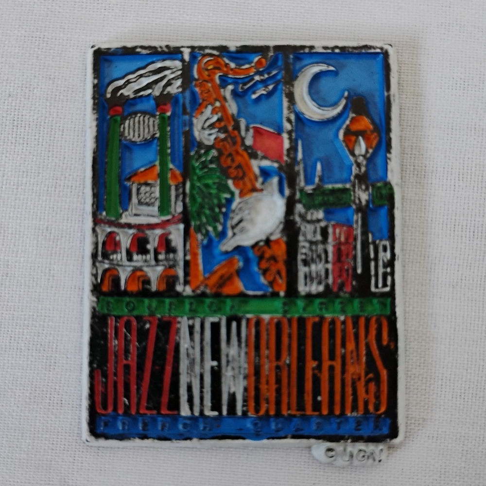 Vintage Jazz New Orleans Bourbon Street French Quarter Refrigerator Magnet